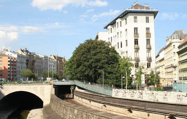 Foto: Blick �ber den Wienfluss zum R�digerhof